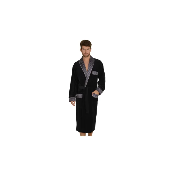 FOREX Lingerie edler und hochwertiger Herren Baumwoll-Bademantel im tollen Design, XL, Grau